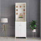 OmkarWood Premium White Pooja Temple with Storage
