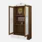 OmkarWood Lyon Teak & White Engineered Wood Pooja Mandir with Doors & Storage
