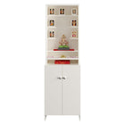 OmkarWood Premium White Pooja Temple with Storage