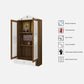 OmkarWood Lyon Teak & White Engineered Wood Pooja Mandir with Doors & Storage