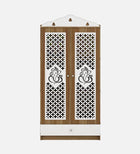 OmkarWood Lyon Teak & White Engineered Wood Pooja Mandir with Doors & Storage