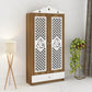 OmkarWood Lyon Teak & White Engineered Wood Pooja Mandir with Doors & Storage