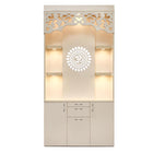 OmkarWood Premium LED Illuminated Engineered Wood Pooja Mandir with Storage