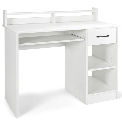 22" Wide Computer Desk Writing Study Laptop Table w/Drawer & Keyboard Trayy White