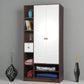 Omkarwood Vesta 2-Door Engineered Wood Wardrobe with Drawer & Open Shelves – Walnut & White Finish