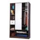 Omkarwood Vesta 2-Door Engineered Wood Wardrobe with Drawer & Open Shelves – Walnut & White Finish