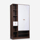 Omkarwood Vesta 2-Door Engineered Wood Wardrobe with Drawer & Open Shelves – Walnut & White Finish