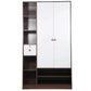 Omkarwood Vesta 2-Door Engineered Wood Wardrobe with Drawer & Open Shelves – Walnut & White Finish