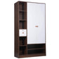 Omkarwood Vesta 2-Door Engineered Wood Wardrobe with Drawer & Open Shelves – Walnut & White Finish