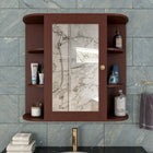 OmkarWood Premium Engineered Wood Bathroom Cabinet with Mirror – 10 Spacious Shelves (Brown Finish)