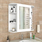 OmkarWood Premium Engineered Wood Bathroom Cabinet with Mirror – 10-Shelf White Finish