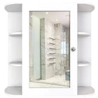 OmkarWood Premium Engineered Wood Bathroom Cabinet with Mirror – 10-Shelf White Finish