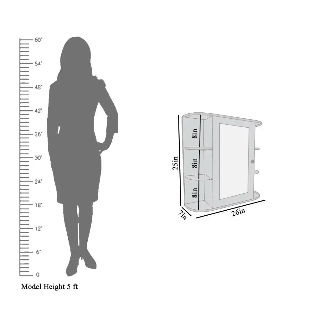 OmkarWood Premium Engineered Wood Bathroom Cabinet with Mirror – 10-Shelf White Finish