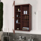 OmkarWood Premium Wall-Mounted Bathroom Cabinet with Mirror – 7 Spacious Shelves, Brown Finish