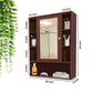 OmkarWood Premium Wooden Bathroom Cabinet with Mirror & 9 Storage Shelves – Wall Mounted (Brown, 32x26 in)