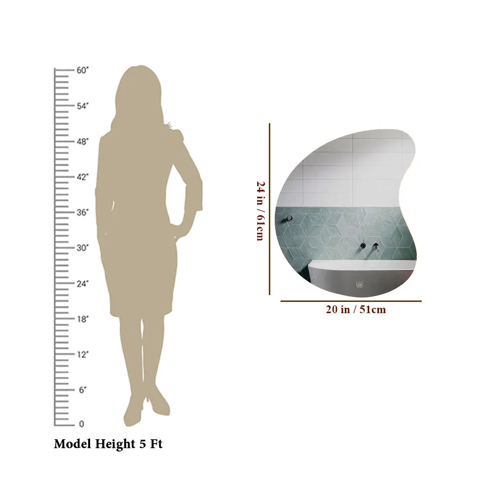 Abstract Curve LED Backlit Smart Bathroom Mirror