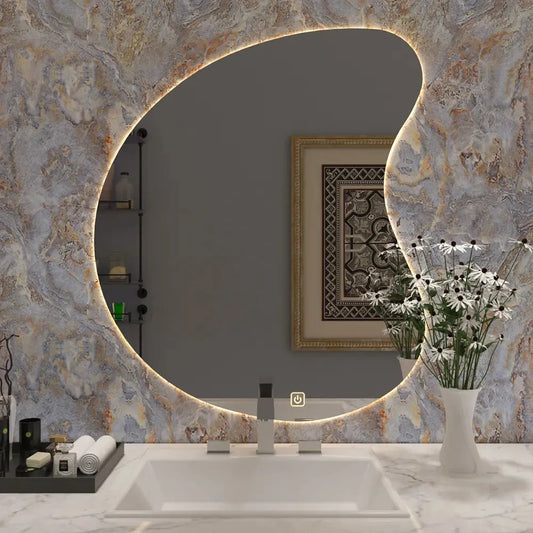 Abstract Curve LED Backlit Smart Bathroom Mirror