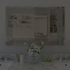 OmkarWood™ Luminé LED Bathroom Mirror with Greek Key Border – 28" x 18"