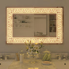 OmkarWood™ Luminé LED Bathroom Mirror with Greek Key Border – 28" x 18"