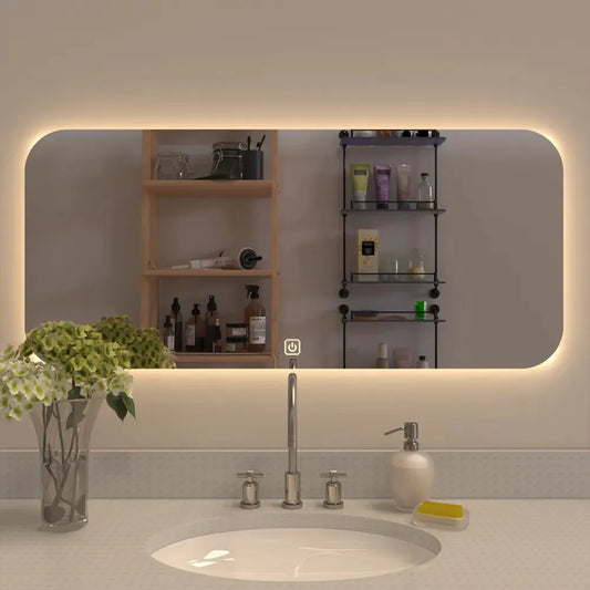 LumoGlow Horizon – LED Backlit Rectangular Bathroom Mirror (32 x 14 Inch)