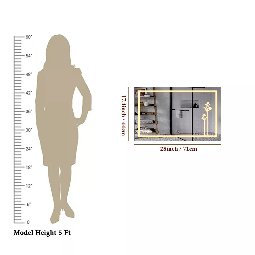 Luminous Blossom LED Bathroom Mirror – 28x17.4 inch