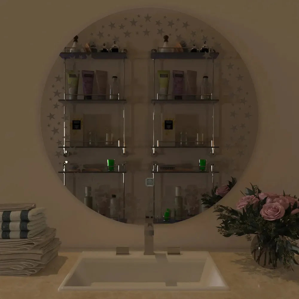 Twinkling Stars LED Bathroom Round Mirror