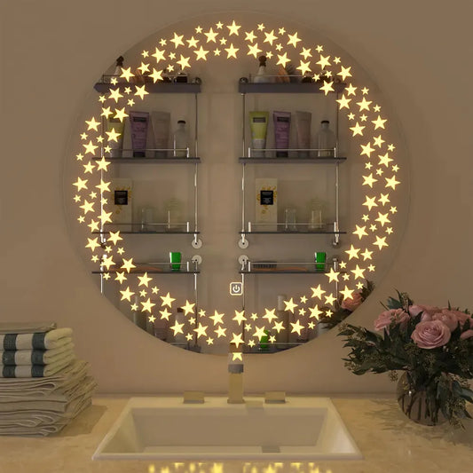 Twinkling Stars LED Bathroom Round Mirror