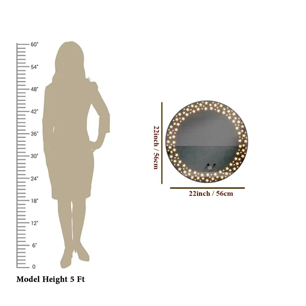 Twinkling Stars LED Bathroom Round Mirror